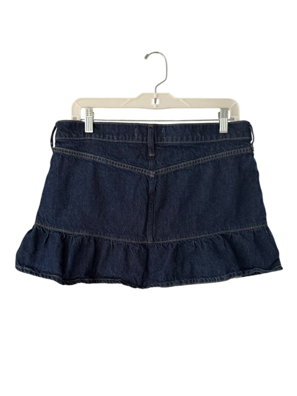 A & F Mid Rise Drop-waist Ruffle Denim Mini Skirt Blue Jean Size 29 Size 8 - Picture 3 of 11